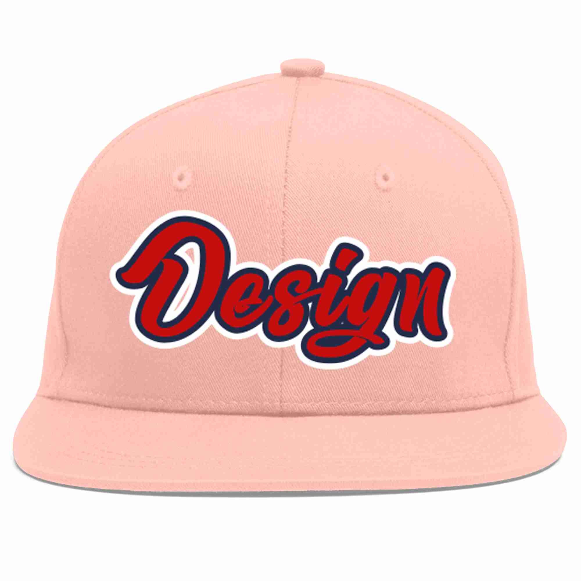 Conception personnalisée de casquette de baseball de sport à avant-toit plat rose rouge-marine pour hommes/femmes/jeunes