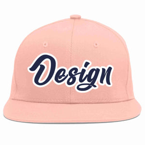 Custom Pink Navy-White Flat Eaves Sport Baseball Cap Design for Men/Women/Youth