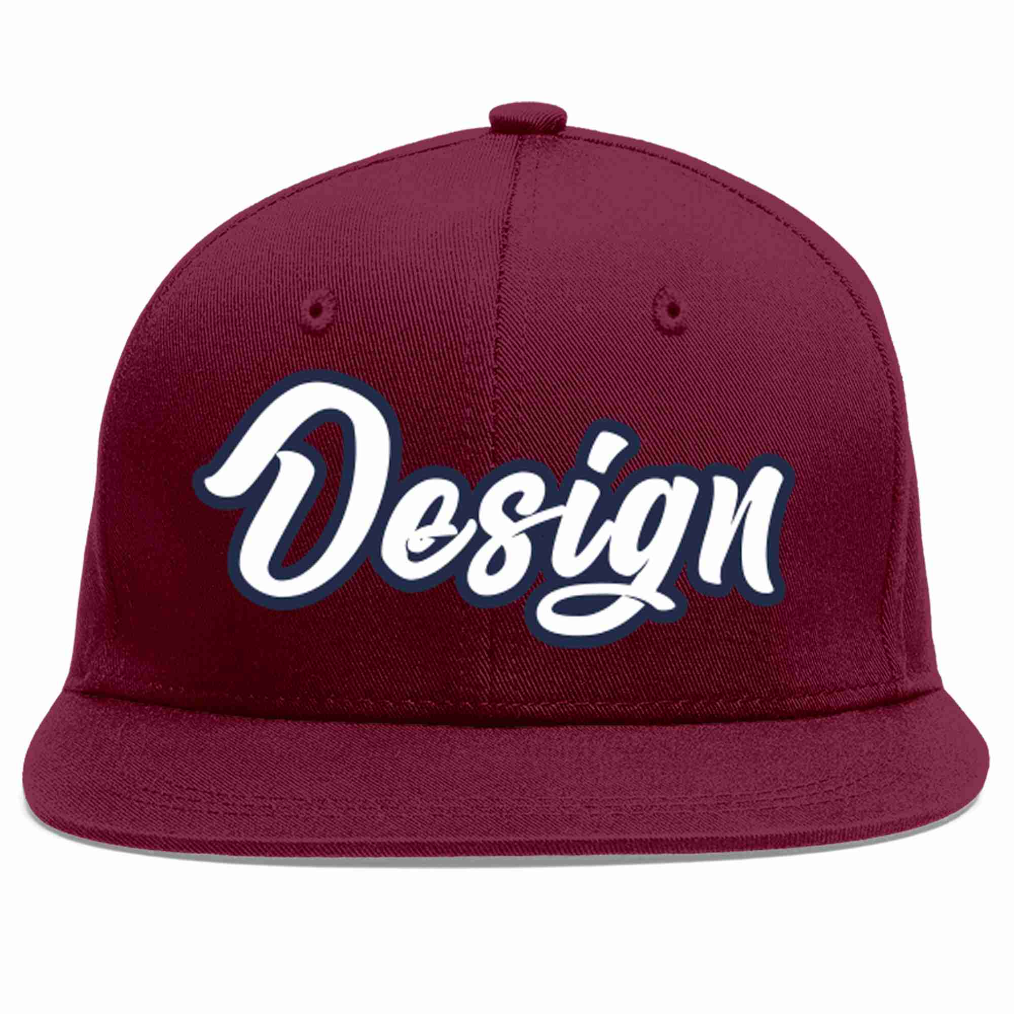 Custom Crimson White-Navy Flat Eaves Sport Baseball Cap Design for Men/Women/Youth