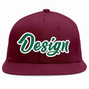 Casquette de baseball personnalisée Crimson Kelly vert-blanc avec avant-toit plat pour hommes/femmes/jeunes