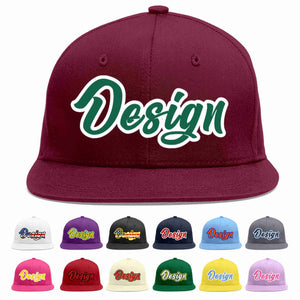 Casquette de baseball personnalisée Crimson Kelly vert-blanc avec avant-toit plat pour hommes/femmes/jeunes