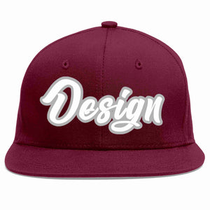 Custom Crimson White-Gray Flat Eaves Sport Baseball Cap Design for Men/Women/Youth