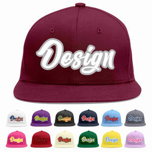 Custom Crimson White-Gray Flat Eaves Sport Baseball Cap Design for Men/Women/Youth