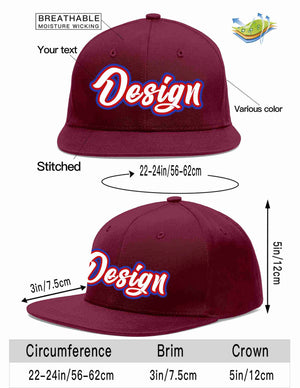 Custom Crimson White-Red Flat Eaves Sport Baseball Cap Design for Men/Women/Youth