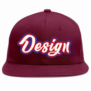 Custom Crimson White-Red Flat Eaves Sport Baseball Cap Design for Men/Women/Youth