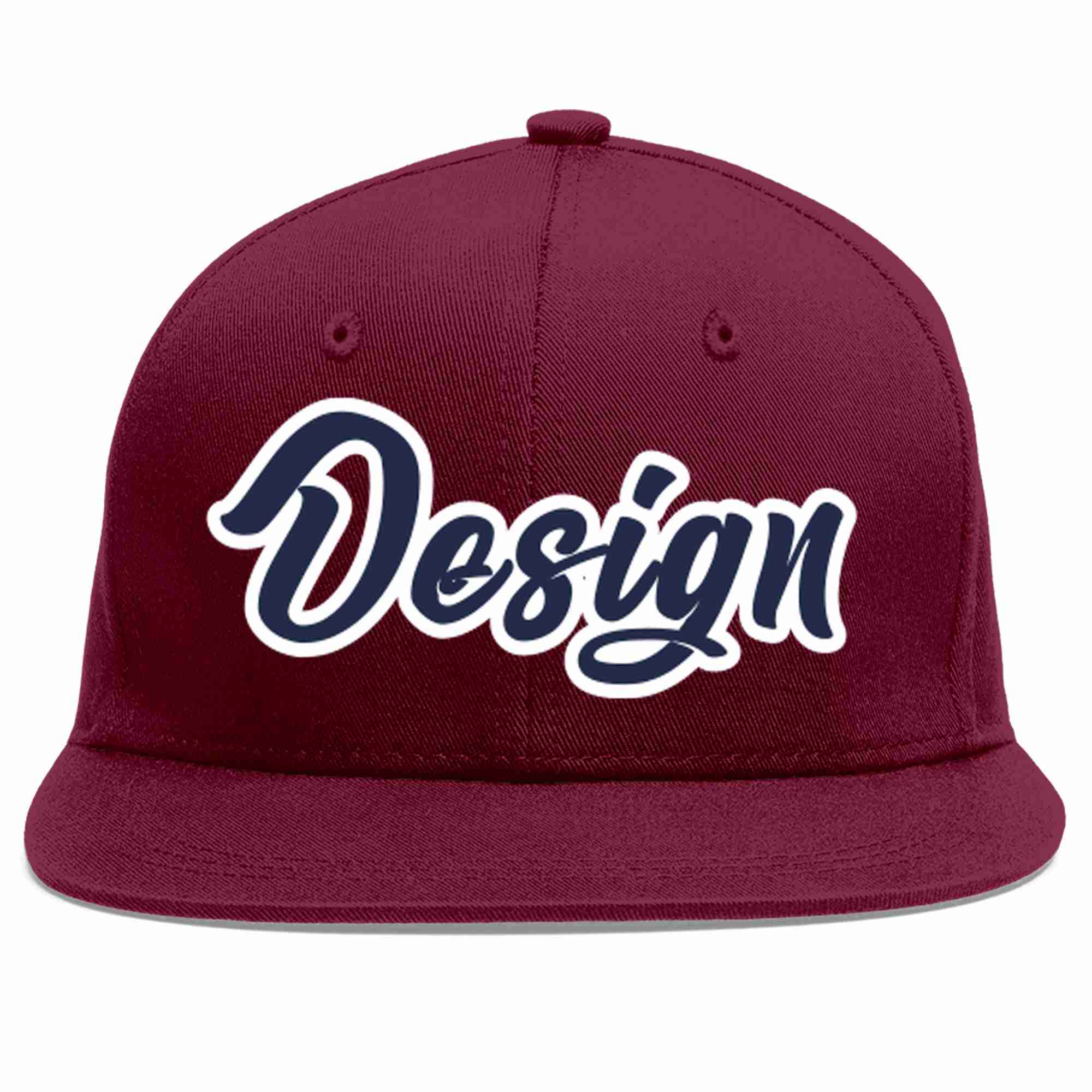 Custom Crimson Navy-White Flat Eaves Sport Baseball Cap Design for Men/Women/Youth