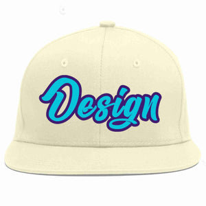 Conception personnalisée de casquette de baseball de sport à avant-toit plat bleu clair-violet crème pour hommes/femmes/jeunes