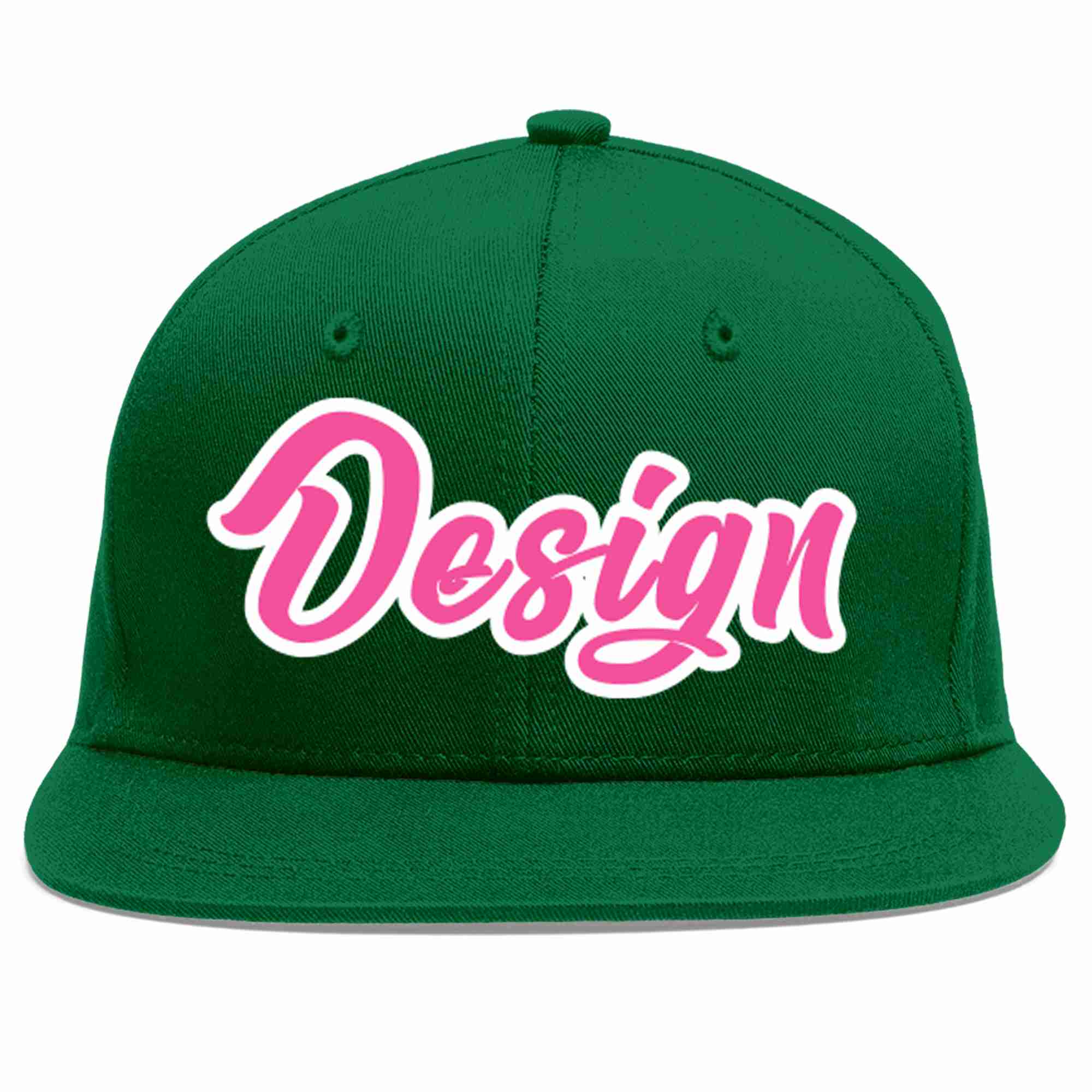 Custom Green Pink-White Flat Eaves Sport Baseball Cap Design for Men/Women/Youth