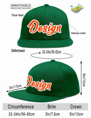 Custom Green Orange-White Flat Eaves Sport Baseball Cap Design for Men/Women/Youth