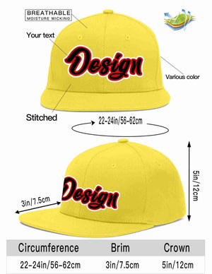 Custom Light Gold Black-Red Flat Eaves Sport Baseball Cap Design for Men/Women/Youth