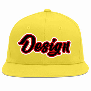 Custom Light Gold Black-Red Flat Eaves Sport Baseball Cap Design for Men/Women/Youth