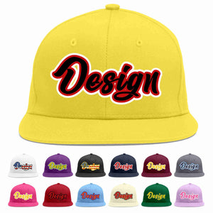 Custom Light Gold Black-Red Flat Eaves Sport Baseball Cap Design for Men/Women/Youth