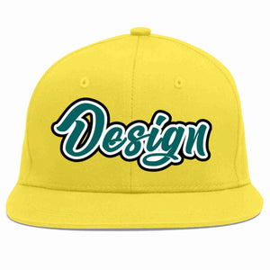 Custom Light Gold Aqua-White Flat Eaves Sport Baseball Cap Design for Men/Women/Youth