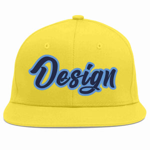 Conception personnalisée de casquette de baseball de sport à avant-toit plat bleu marine-bleu clair personnalisé pour hommes/femmes/jeunes