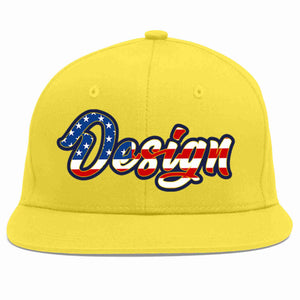 Custom Light Gold Vintage USA Flag-Gold Flat Eaves Sport Baseball Cap Design for Men/Women/Youth