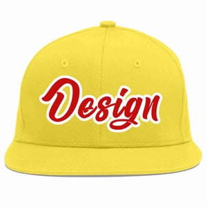 Conception personnalisée de casquette de baseball de sport à avant-toit plat rouge-blanc or clair pour hommes/femmes/jeunes