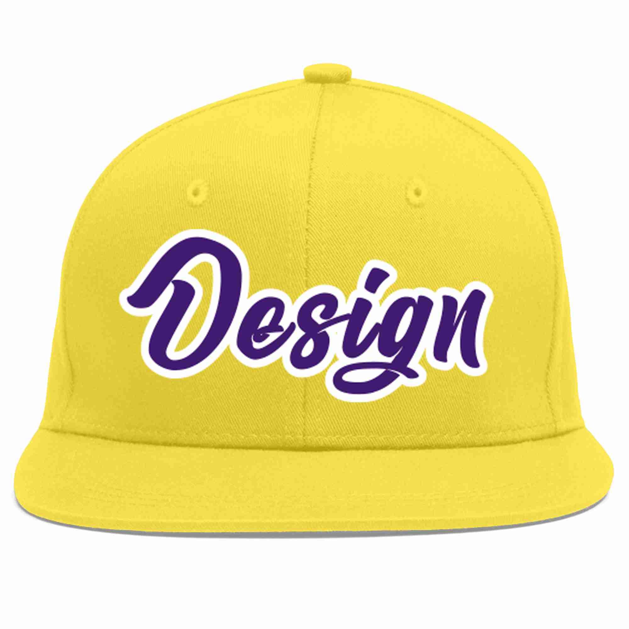 Conception personnalisée de casquette de baseball de sport à avant-toit plat violet-blanc or clair pour hommes/femmes/jeunes