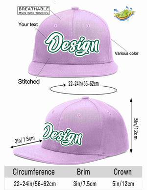 Custom Light Purple White-Kelly Green Flat Eaves Sport Baseball Cap Design for Men/Women/Youth