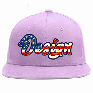 Custom Light Purple Vintage USA Flag-Gold Flat Eaves Sport Baseball Cap Design for Men/Women/Youth