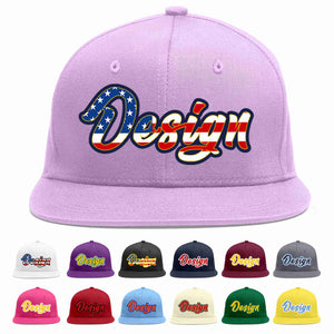 Custom Light Purple Vintage USA Flag-Gold Flat Eaves Sport Baseball Cap Design for Men/Women/Youth