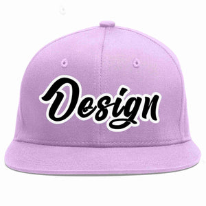 Conception personnalisée de casquette de baseball de sport à avant-toit plat violet clair noir-blanc pour hommes/femmes/jeunes