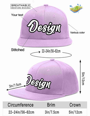 Custom Light Purple White-Black Flat Eaves Sport Baseball Cap Design for Men/Women/Youth