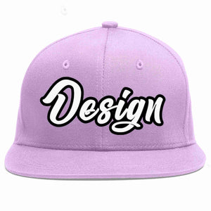 Custom Light Purple White-Black Flat Eaves Sport Baseball Cap Design for Men/Women/Youth