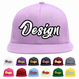 Custom Light Purple White-Black Flat Eaves Sport Baseball Cap Design for Men/Women/Youth