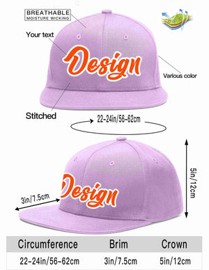 Custom Light Purple Orange-White Flat Eaves Sport Baseball Cap Design for Men/Women/Youth