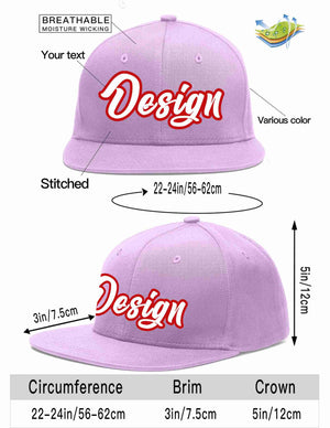 Custom Light Purple White-Red Flat Eaves Sport Baseball Cap Design for Men/Women/Youth