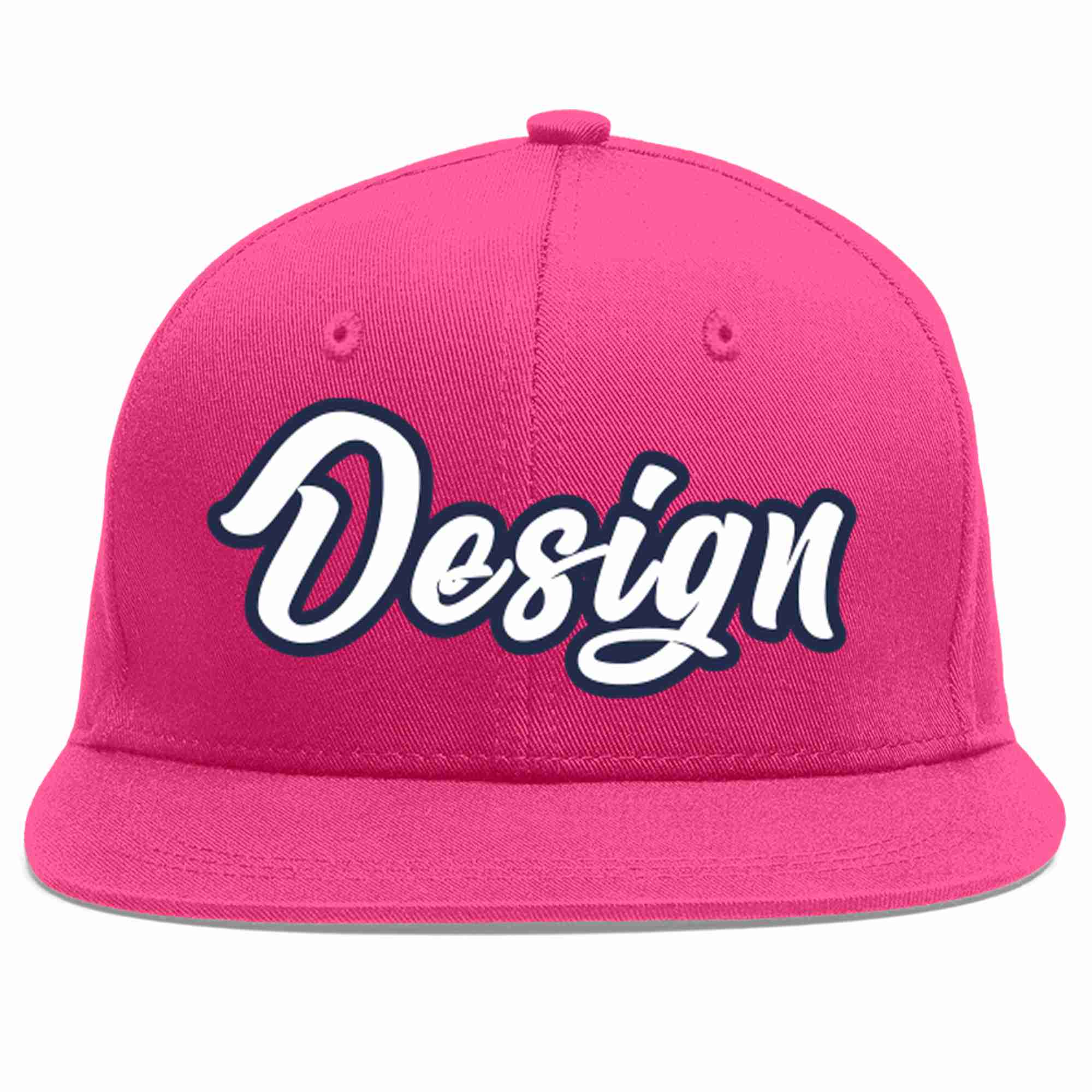 Conception personnalisée de casquette de baseball de sport à avant-toit plat rose rouge blanc-marine pour hommes/femmes/jeunes