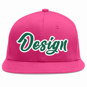 Casquette de baseball personnalisée Rose rouge Kelly vert-blanc, Design plat pour hommes/femmes/jeunes