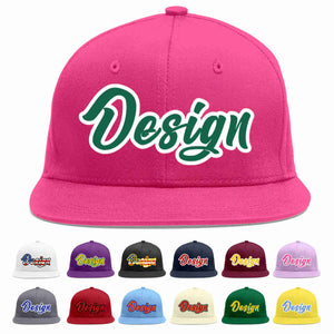 Casquette de baseball personnalisée Rose rouge Kelly vert-blanc, Design plat pour hommes/femmes/jeunes