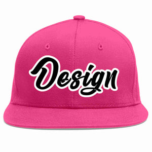 Conception personnalisée de casquette de baseball de sport à avant-toit plat rose rouge noir-blanc pour hommes/femmes/jeunes