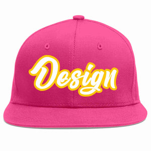 Custom Rose Red White-Gold Flat Eaves Sport Baseball Cap Design for Men/Women/Youth