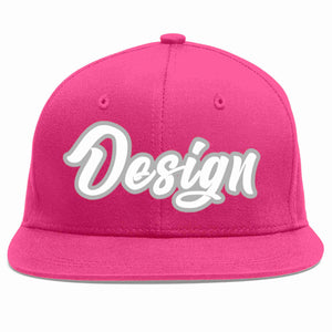 Conception personnalisée de casquette de baseball de sport à avant-toit plat rose rouge blanc-gris pour hommes/femmes/jeunes