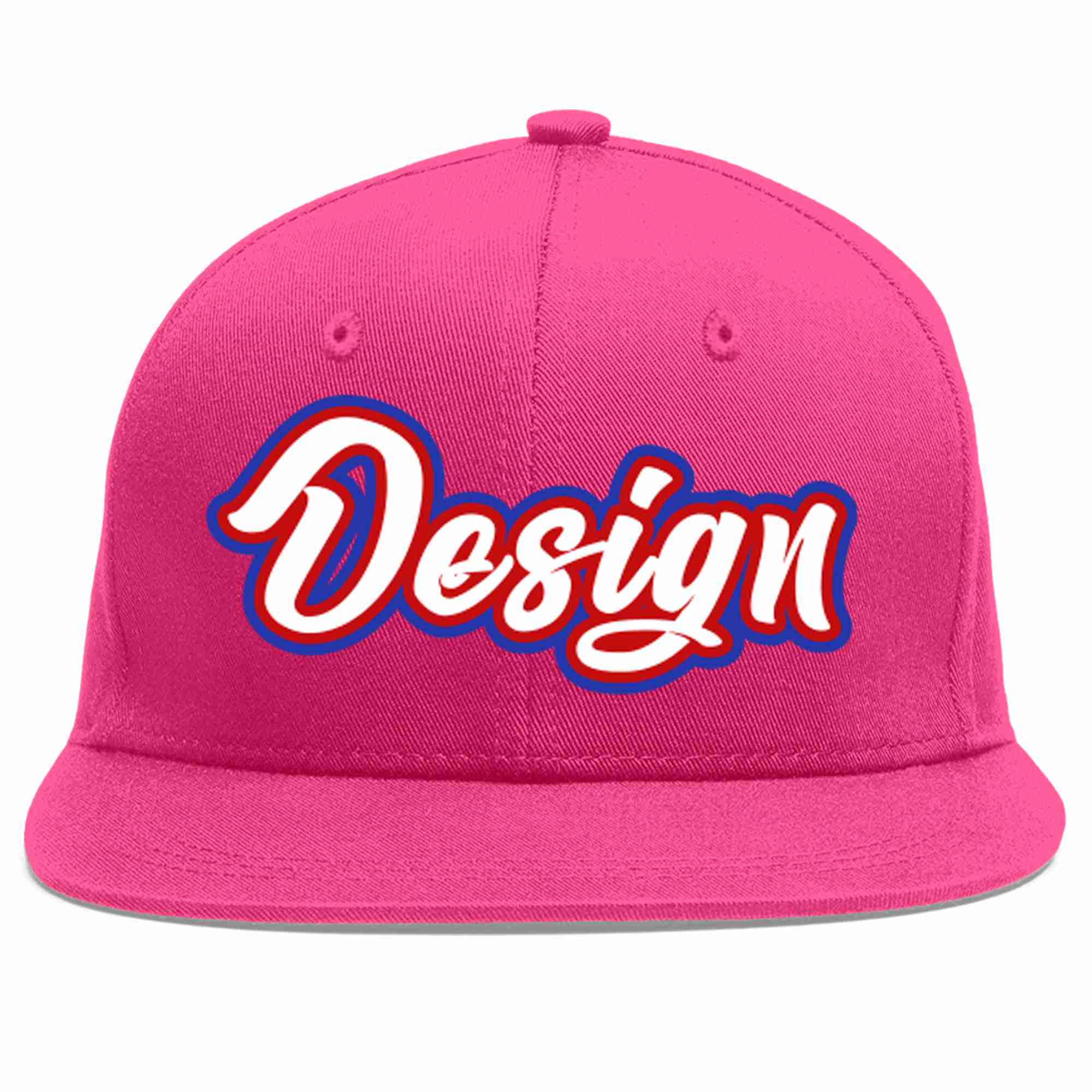 Conception personnalisée de casquette de baseball de sport à avant-toit plat rose rouge blanc-rouge pour hommes/femmes/jeunes