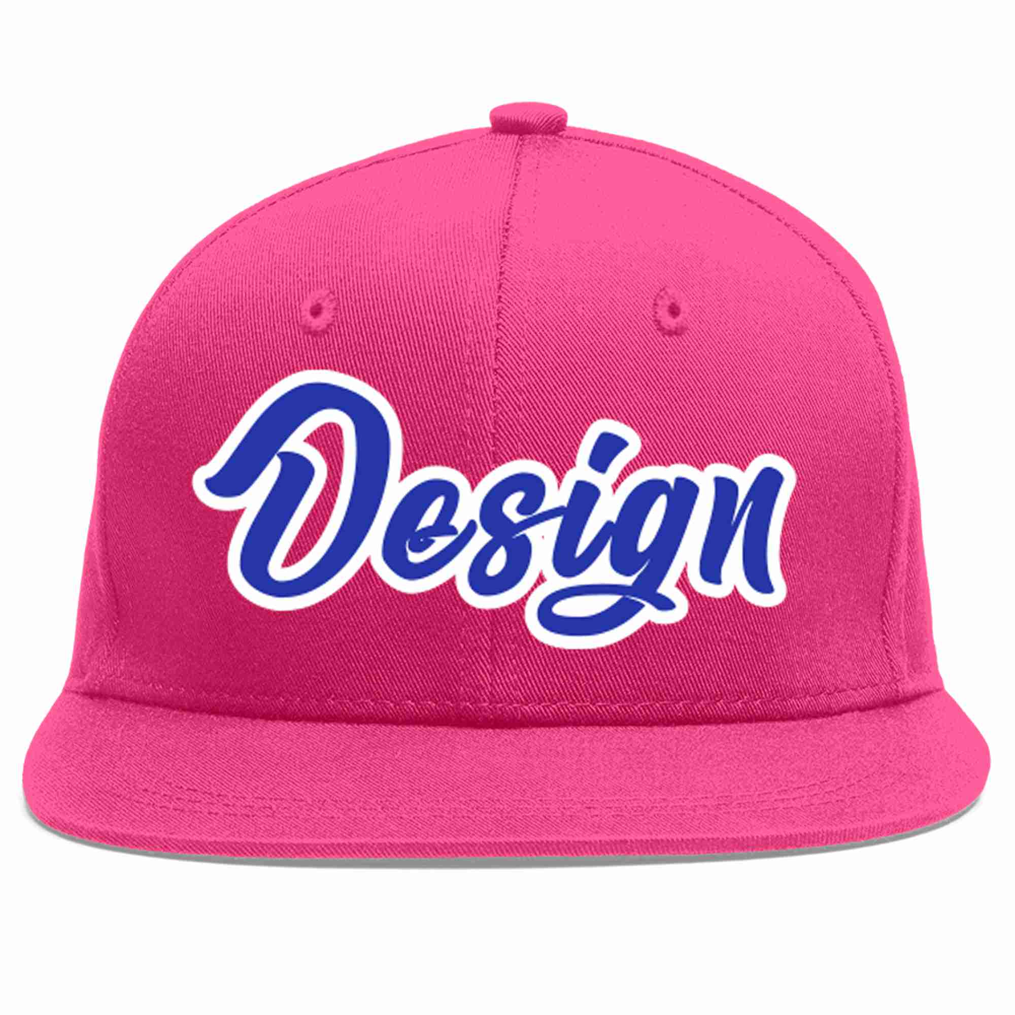 Custom Rose Red Royal-White Flat Eaves Sport Baseball Cap Design for Men/Women/Youth