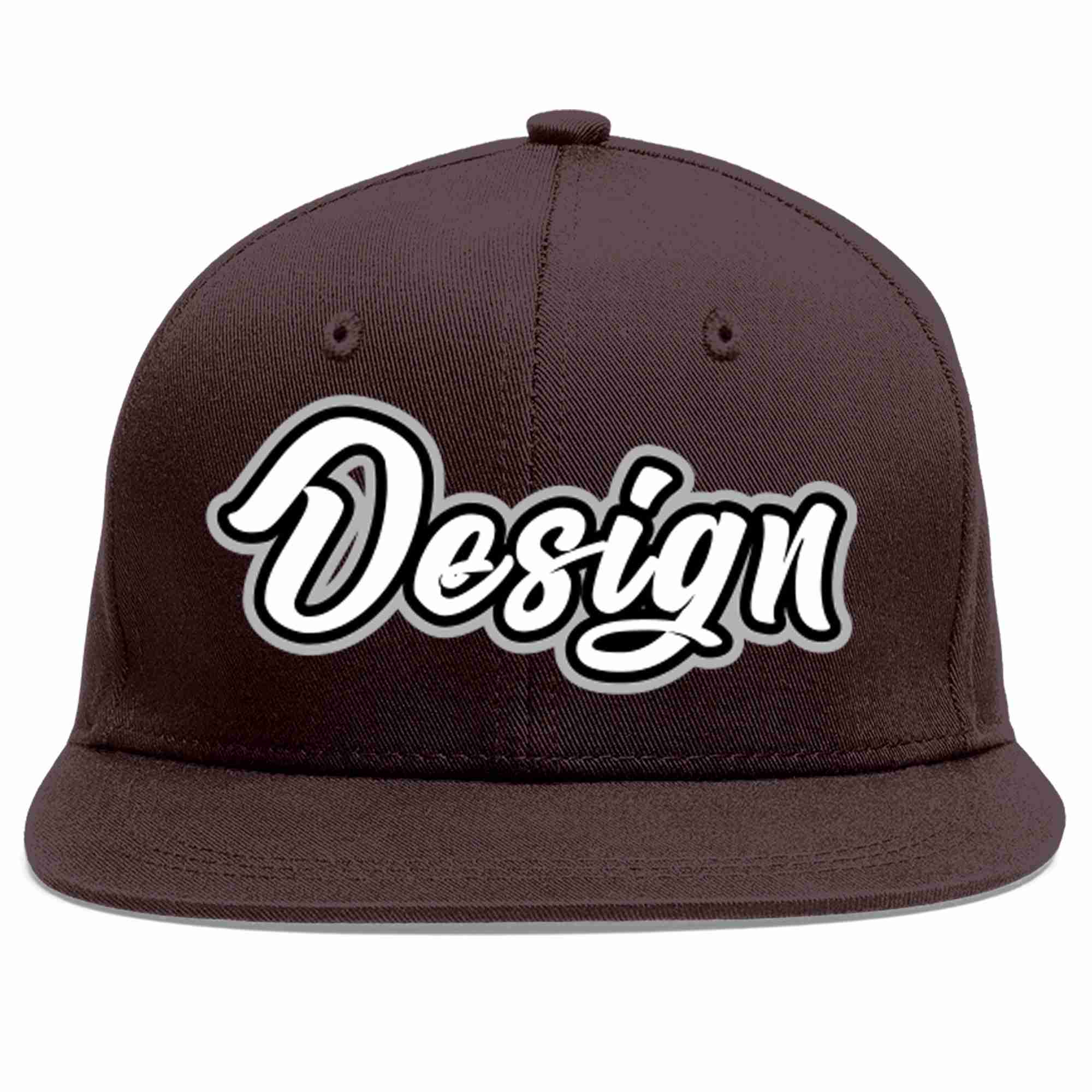 Conception personnalisée de casquette de baseball de sport à avant-toit plat marron blanc-noir pour hommes/femmes/jeunes