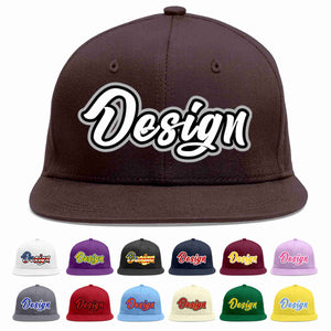 Custom Brown White-Black Flat Eaves Sport Baseball Cap Design for Men/Women/Youth