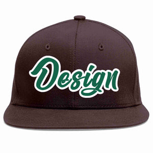 Casquette de baseball personnalisée marron Kelly vert-blanc avec avant-toit plat pour hommes/femmes/jeunes