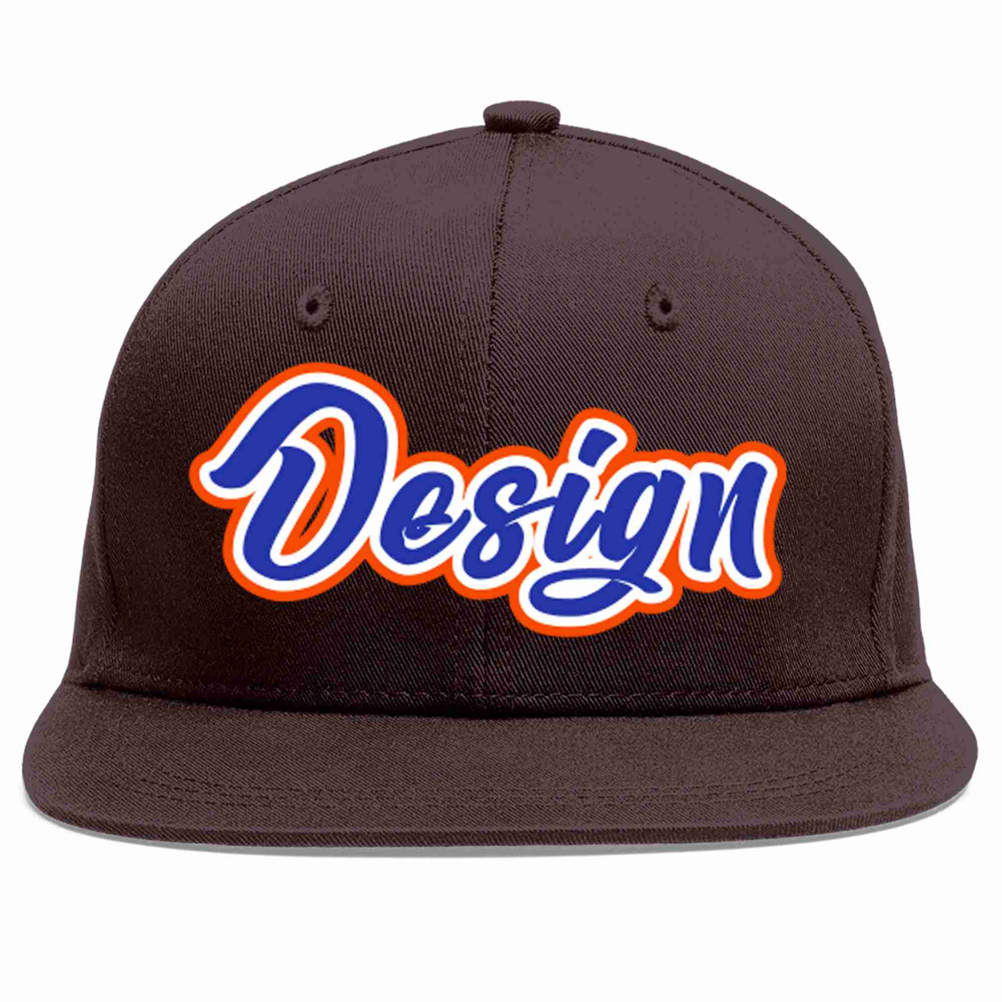 Custom Brown Royal-White Flat Eaves Sport Baseball Cap Design for Men/Women/Youth