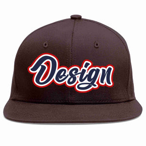 Conception personnalisée de casquette de baseball de sport à avant-toit plat marron marine-blanc pour hommes/femmes/jeunes