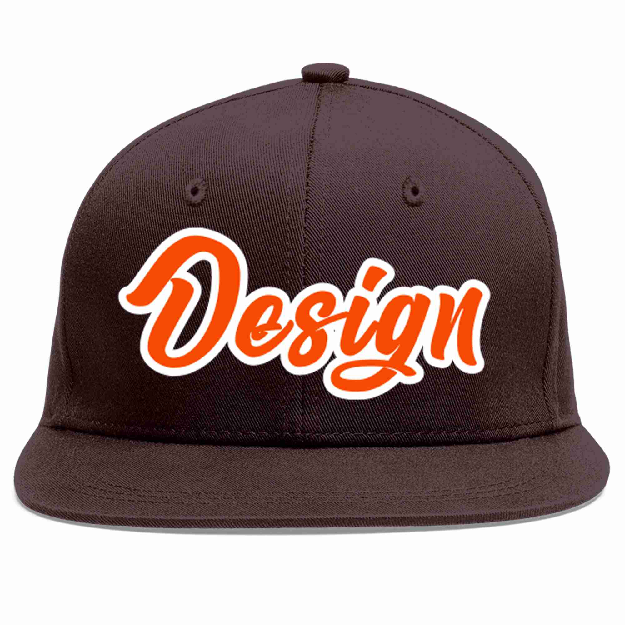 Custom Brown Orange-White Flat Eaves Sport Baseball Cap Design for Men/Women/Youth