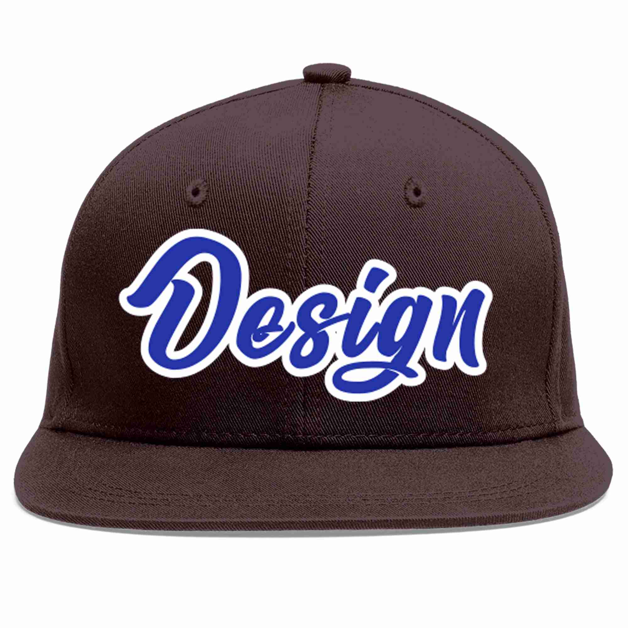 Custom Brown Royal-White Flat Eaves Sport Baseball Cap Design for Men/Women/Youth