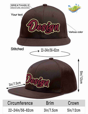 Custom Brown Crimson-Black Flat Eaves Sport Baseball Cap Design for Men/Women/Youth