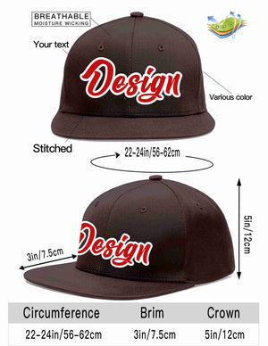 Custom Brown Red-White Flat Eaves Sport Baseball Cap Design for Men/Women/Youth