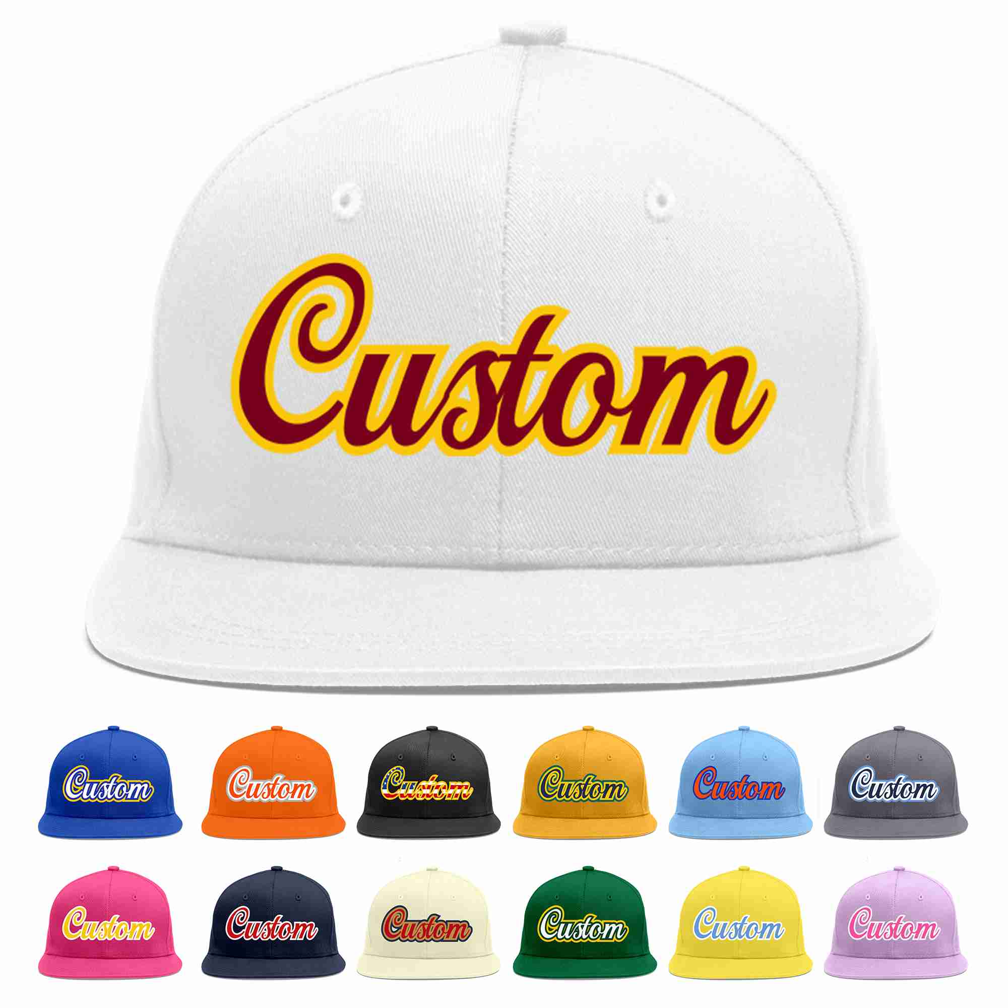 Custom White Crimson-Gold Casual Sport Baseball Cap