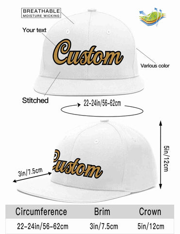 Custom White Old Gold-Black Casual Sport Baseball Cap