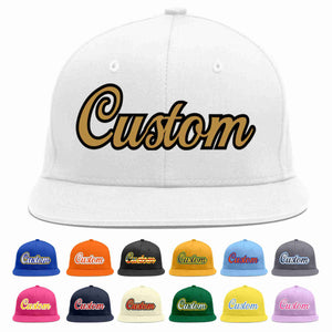 Custom White Old Gold-Black Casual Sport Baseball Cap